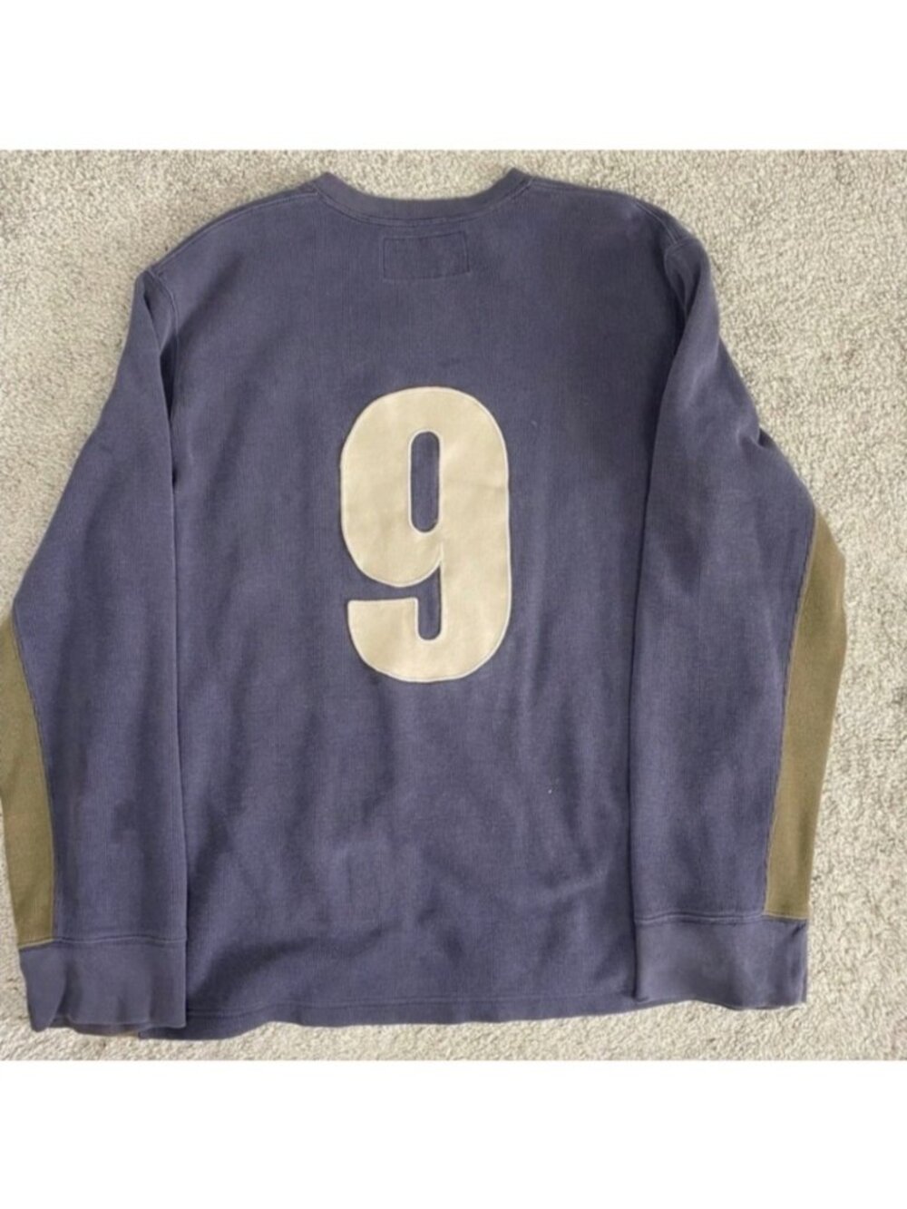 Abercrombie Fitch XL Vintage Sweatshirt Navy Blue Olive Long Sleeve #9 Patch